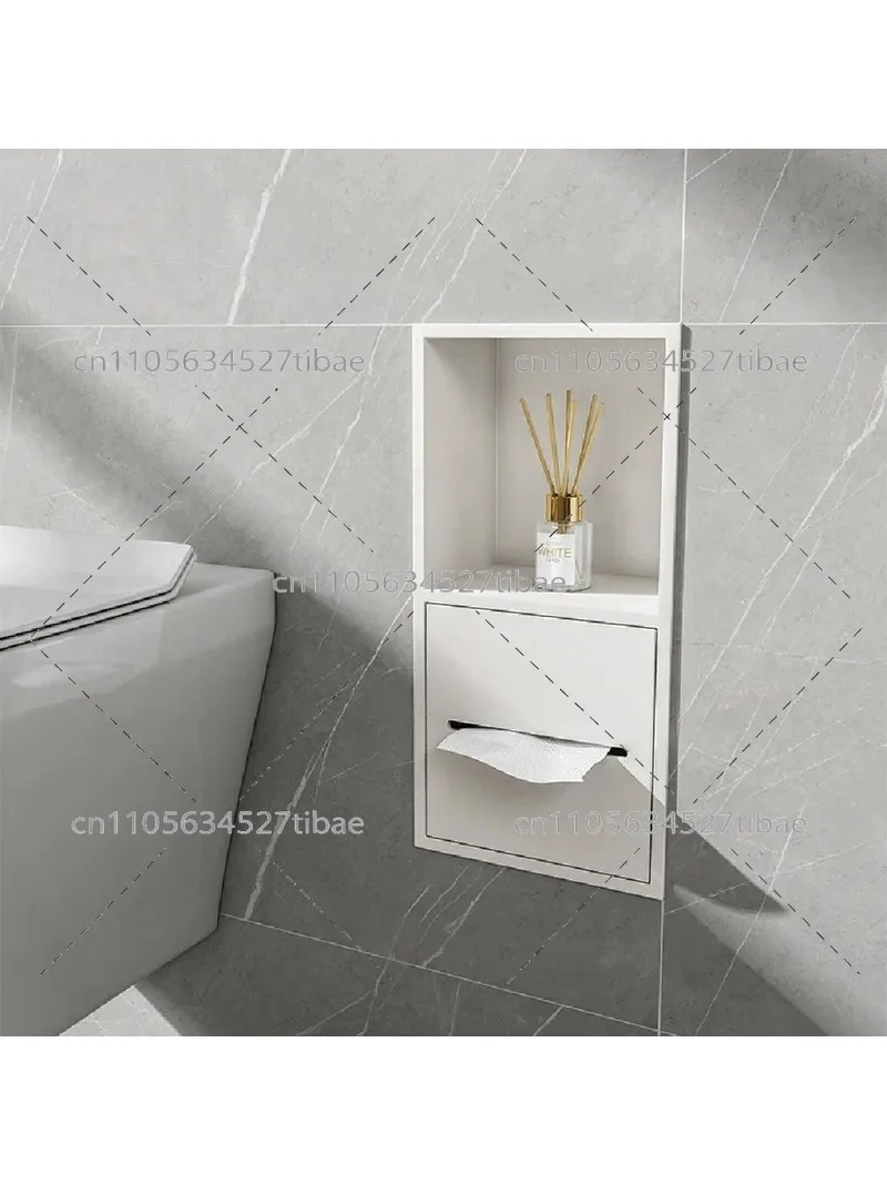 Stainless Steel Recessed Bathroom Storage Cabinet Wall Niche Toilet Paper Holder Organizer