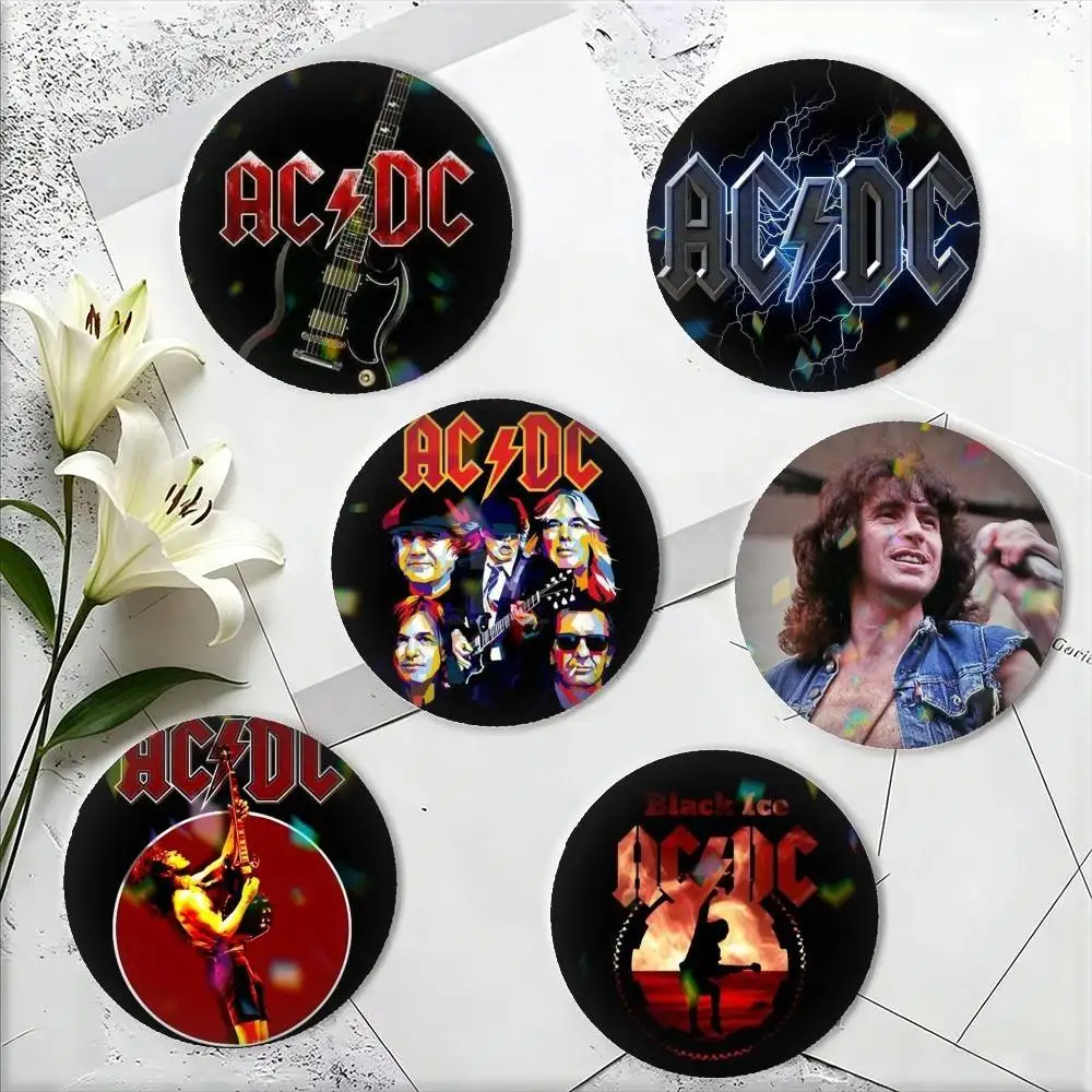 Classic R-Rock Band ACDC 25 32 44 58 75mm Badges Personalized Round Brooches Pins Accessory Gift