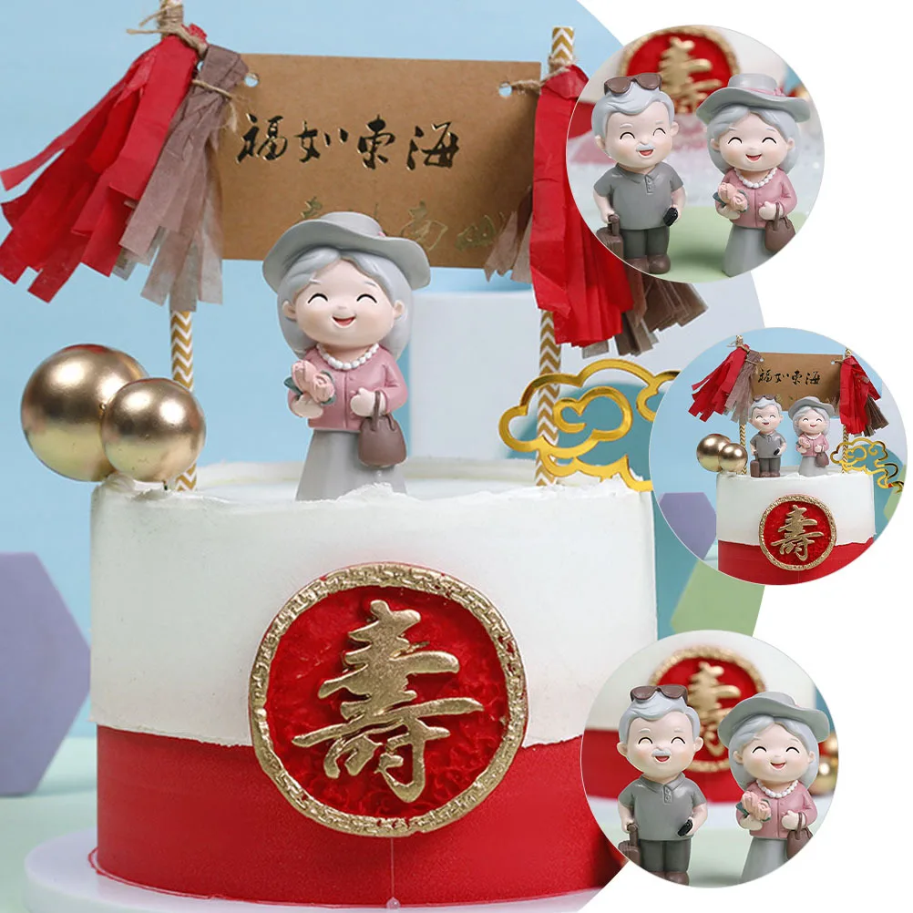 

Resin Figure Elder Decor For Car Dashboard Cake Diy Home Office Desktop Figure Decor Landscape Ornament