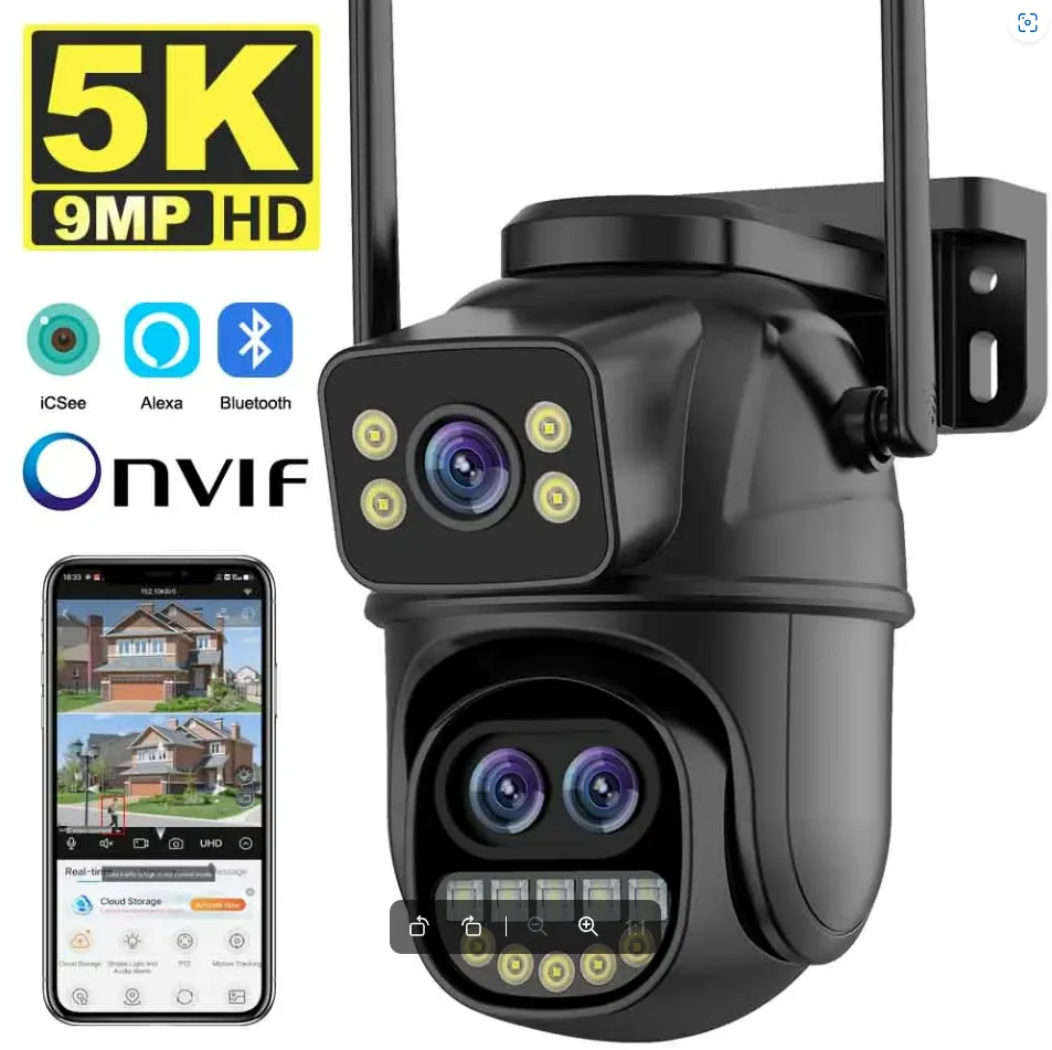 8MP xiaolian Dual-Lens WiFi Security Cameras, IP66 Waterproof, 360° PTZ Auto Tracking, 2-Way Audio for 24/7 Home Security