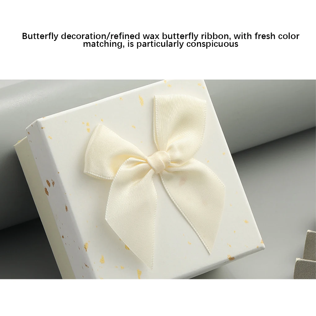 Paper Packaging Box Bowknot Decorative Cute Protective Rectangular Watch Earring Bracelet Gift Case Wrapping Pink