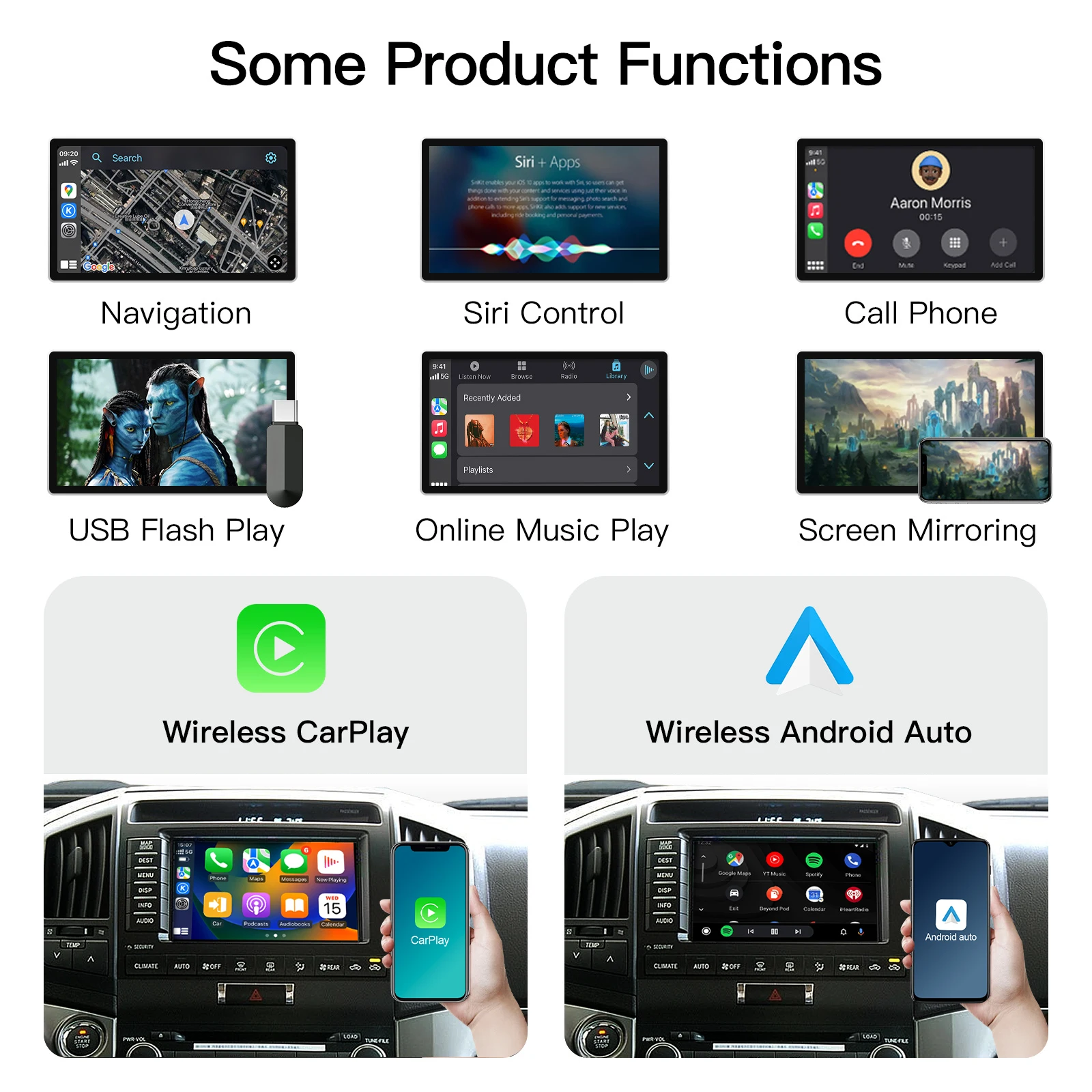Wireless Smart Linux Carplay Interface Land Cruiser AV07LCSI LC200 2007-2008 With OEM Navi And Deep Blue Ul