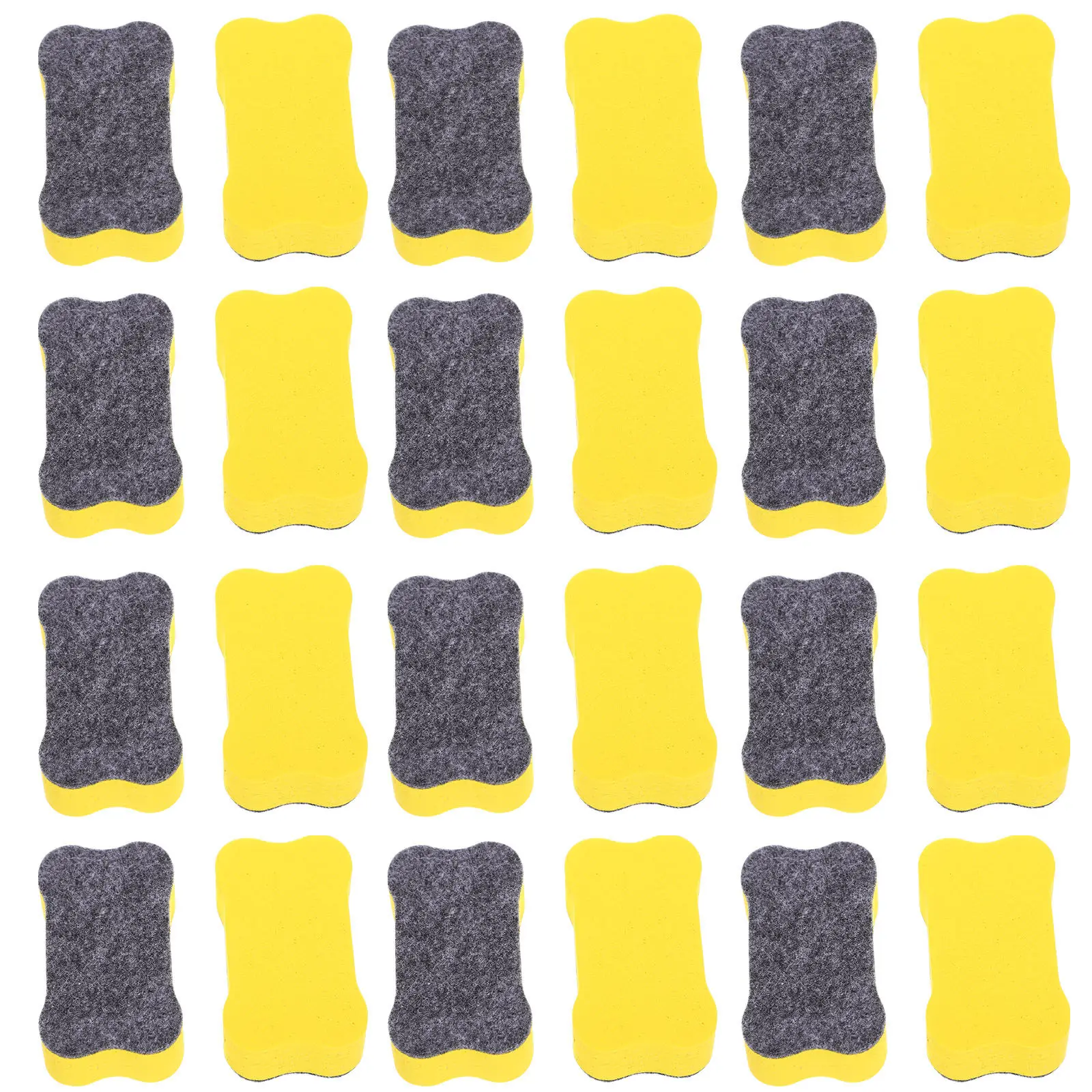 24Pcs School Whiteboard Erasers Lightweight Dust Free Washable Portable Eva Felt Cloth Bone Shape for Training Institutions