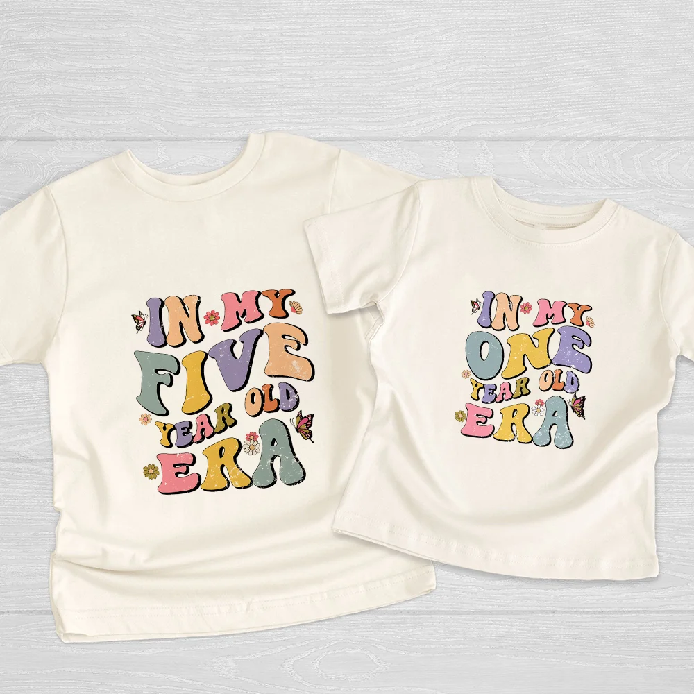 In My One Two Three Four Five Year Old Era Kid Birthday Shirt Birthday Party Kid camicie naturali Toddler & Youth t-Shirt manica corta