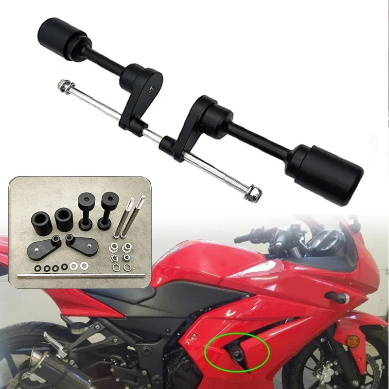 

For Kawasaki Ninja 250R 250 R 2008-2009 2010 2011 2012 2013 No Cut Motorcycle Parts Black Frame Sliders Crash Falling Protection