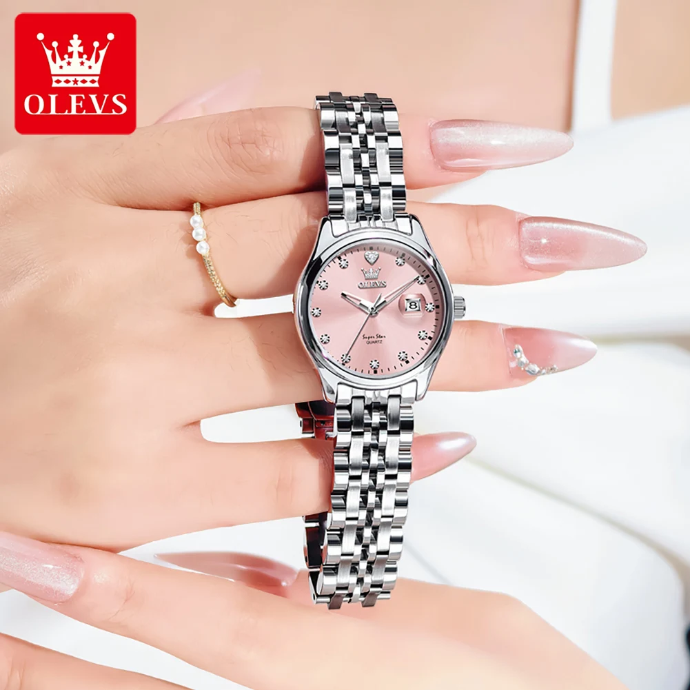 OLEVS 5649 Original Ladies Watches Luxury Elegant Waterproof Luminous Solid Steel Strap Woman‘s Business Dress Quartz Wristwatch