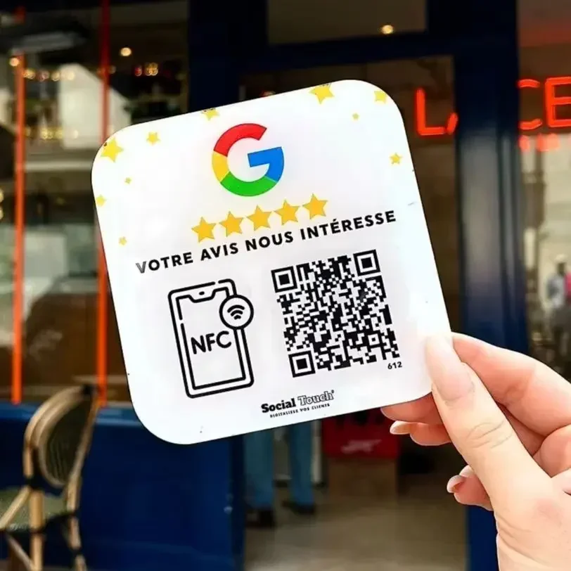 علامة مراجعة Google المخصصة NFC اضغط على رمز المسح الضوئي للوسائط الاجتماعية لوحة رمز الاستجابة السريعة صنبور واحد لافتة رمز الاستجابة السريعة بدون تلامس علامة NFC الاجتماعية #4