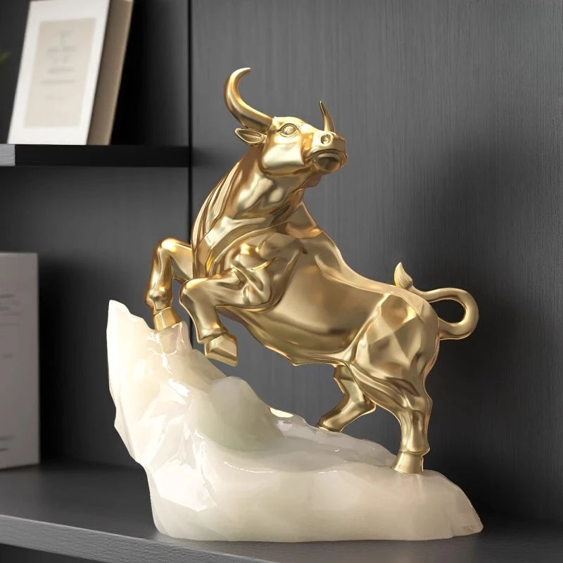 Chinese Feng Shui Home Decor Lucky Bull Ornament High End Living Room Entrance Office Desk Decoration Housewarming Opening Gifts