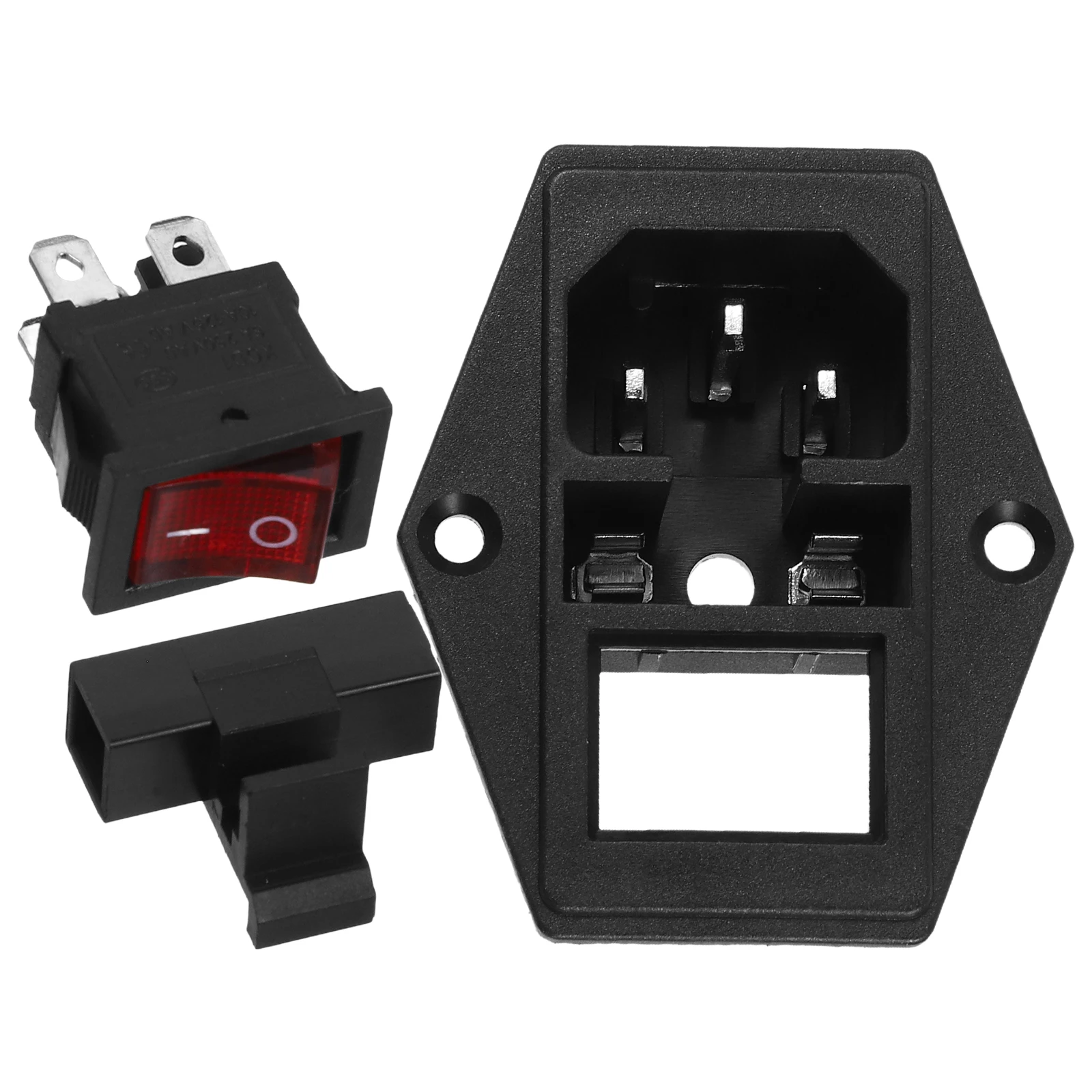 

Red Light Switch Socket Power Outlet Panel Module 2 Sets Plugs Black Connectors Travel AC Sockets Rocker Replacement Surge