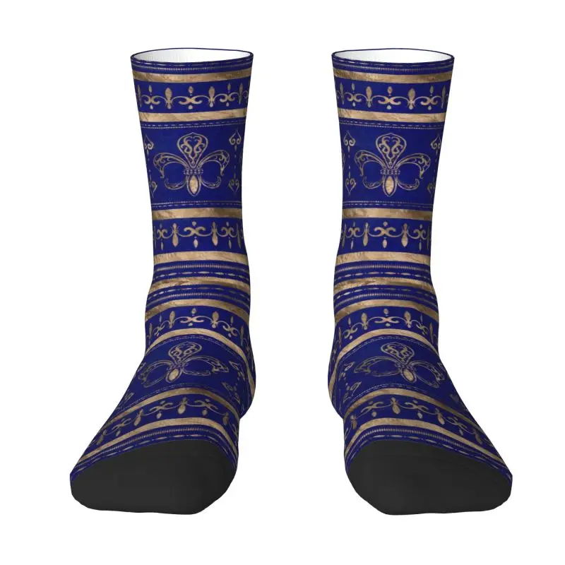 

Kawaii Men's Fleur De Lis Lily Flower Dress Socks Unisex Breathbale Warm 3D Print Crew Socks