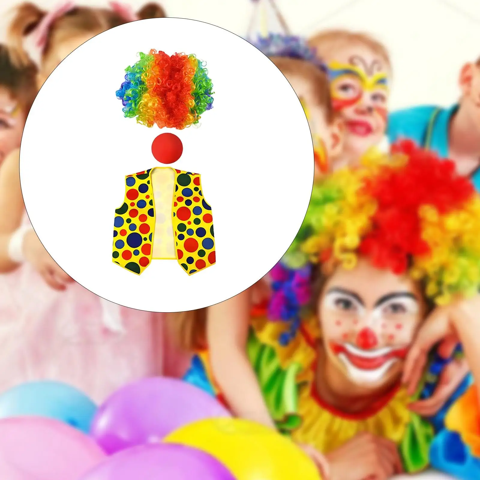 3-teiliges Clown-Kostüm-Set für Erwachsene, Kostüm für Halloween-Bühnenauftritt