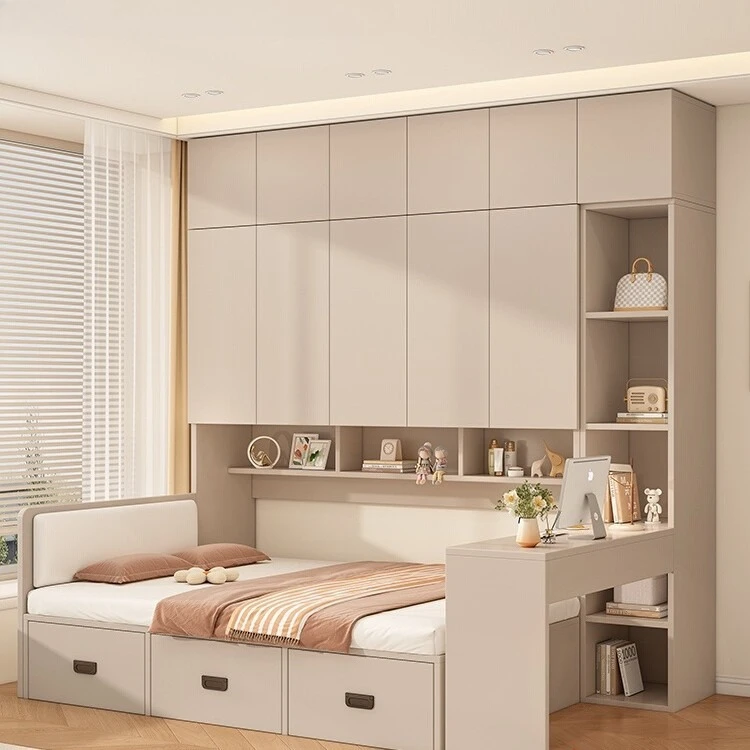 

Tatami, wardrobe bed integrated, multi-functional, desk combination, storage bed, small apartment