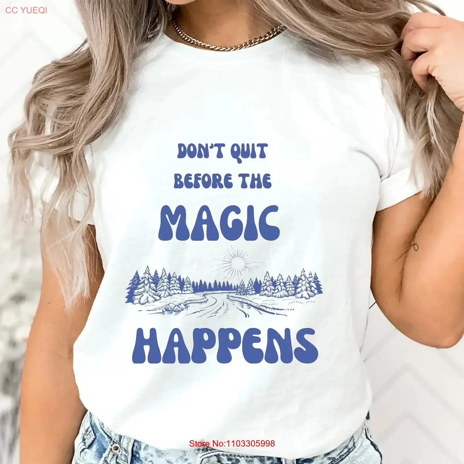 Ne placez pas avant la magie arrive t-shirt Affirmation inspirante ne jamais abandonner auto-entretien vintage lavé légèrement