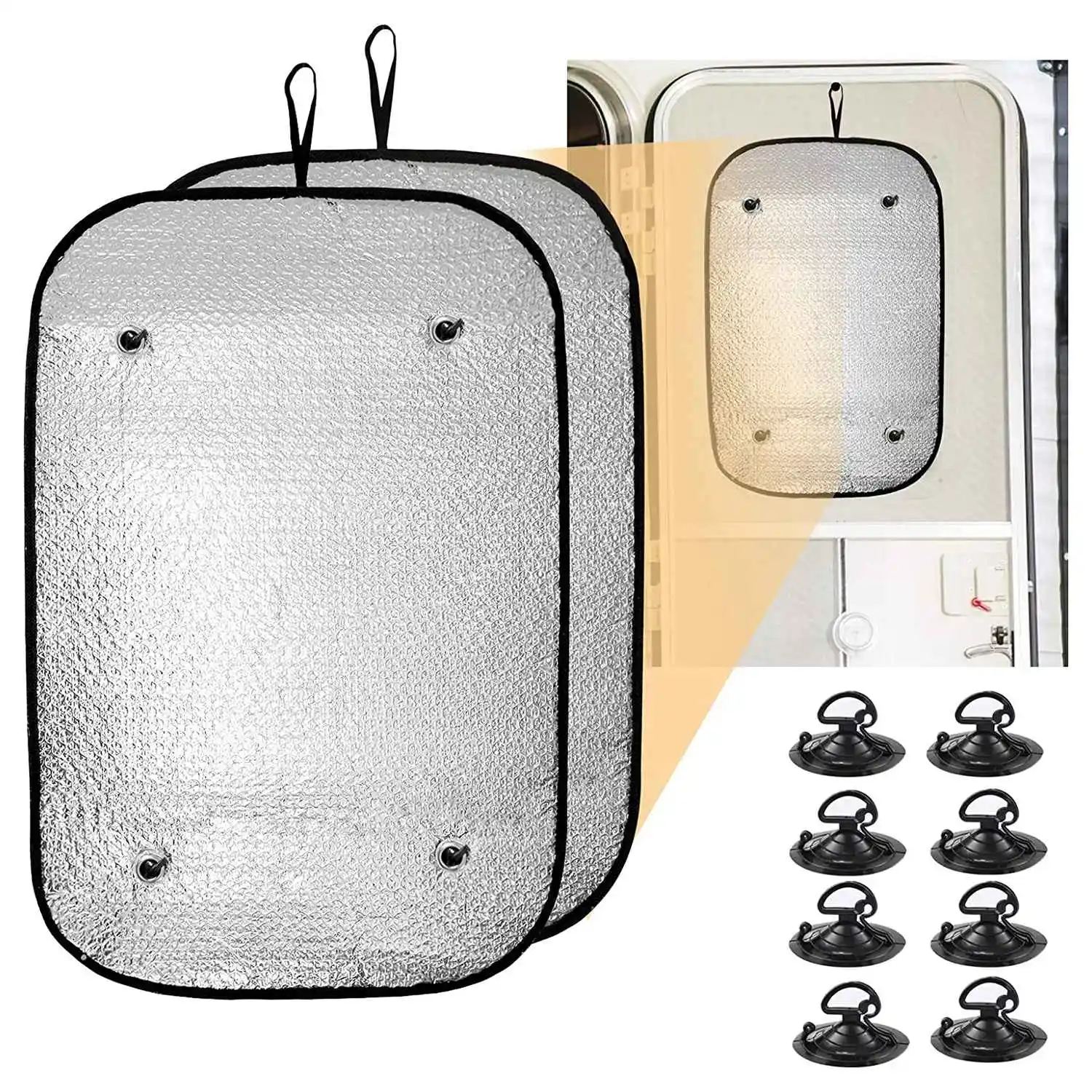 Cubierta de doble capa para puerta de caravana, parasol para ventana de remolque de viaje, 2 piezas, 15,7x23,6 pulgadas