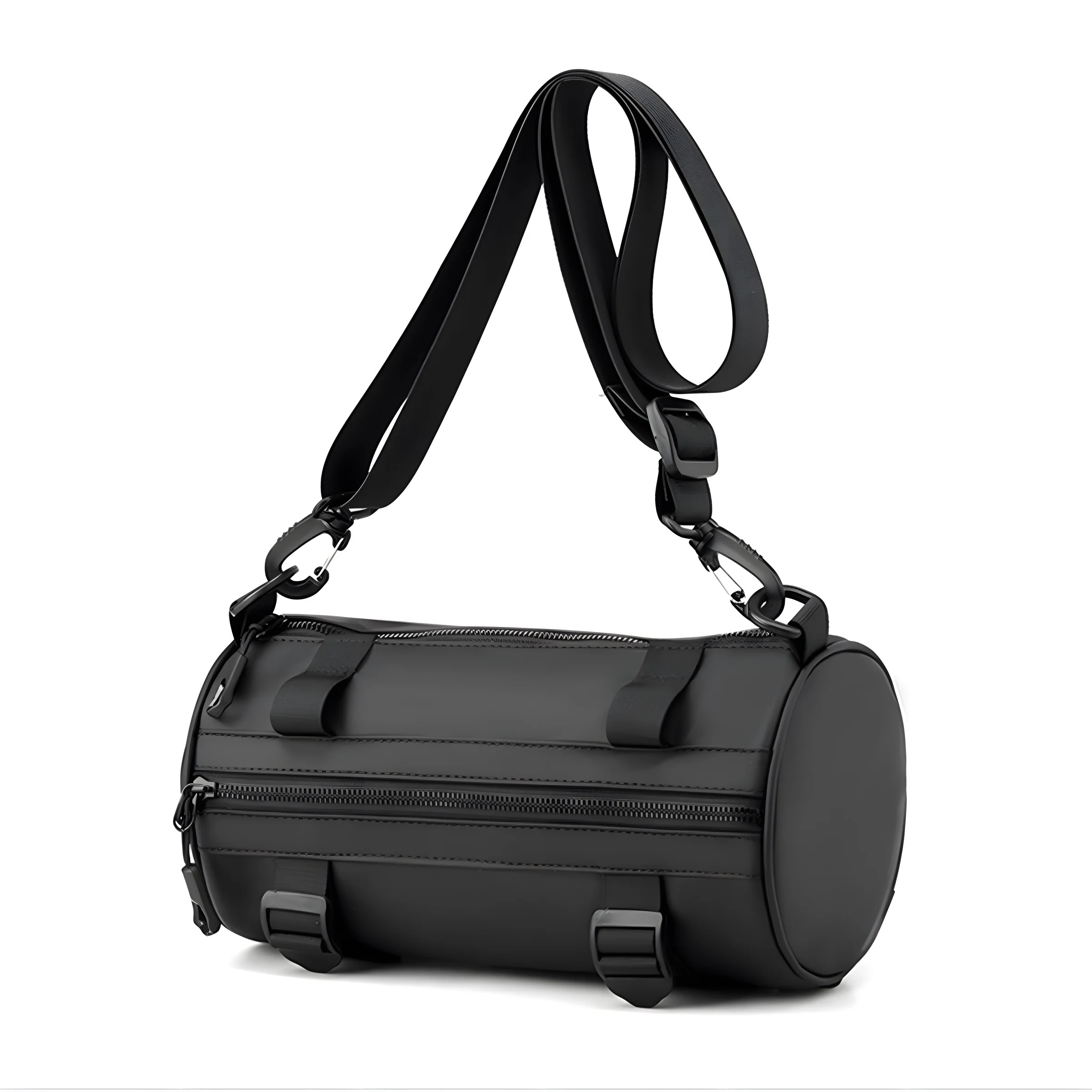 New versatile men\'s black tube shoulder crossbody bag casual all-match fashion waist bag