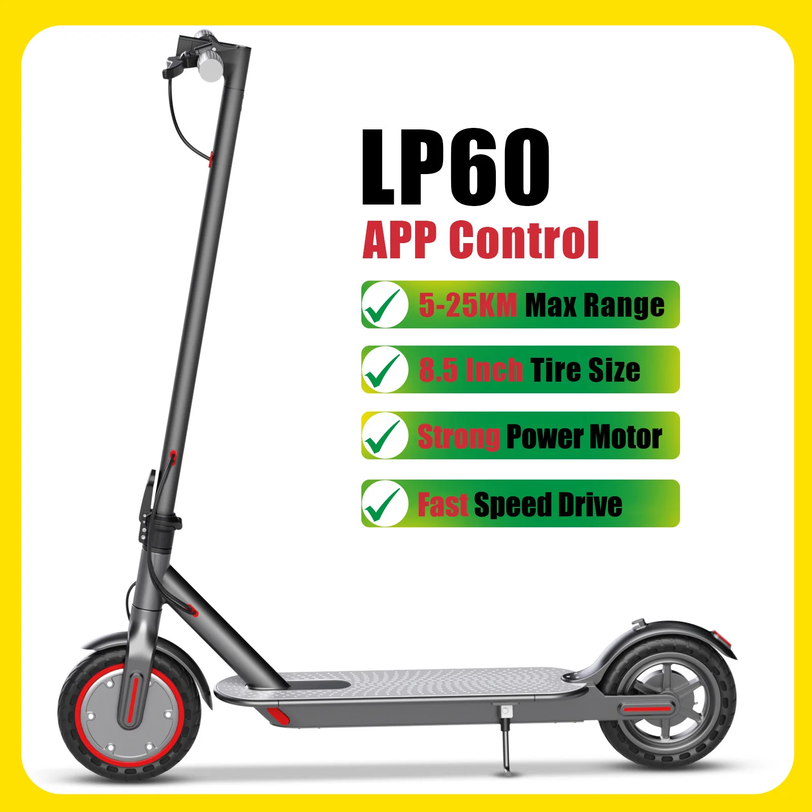 AOVOPRO LP60 Ultra krachtige elektrische scooter Borstelloze motor 5-25KM bereik Smart APP Escooter met supersnelle snelheid 8,5" banden
