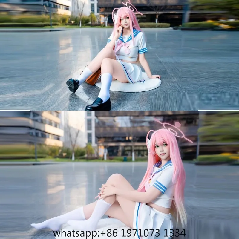 Anime Game Blue Archive Urawa Hanako Cosplay Costume Kawaii Sailor Suits Hanako Halo Wig Bowknot Headwear Halloween Party suit