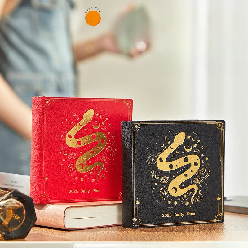 2025 Pocket Calendar Creative Snake Year Notebook Square Portable Small Fresh Business Office Planning Book School Stationeries
