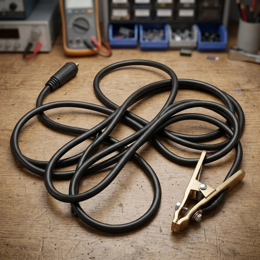 Welding Brass Ground Clamp 260A Rated Current 25mm2 Cable 9.8ft Length for Steel Structure and Auto Parts Work