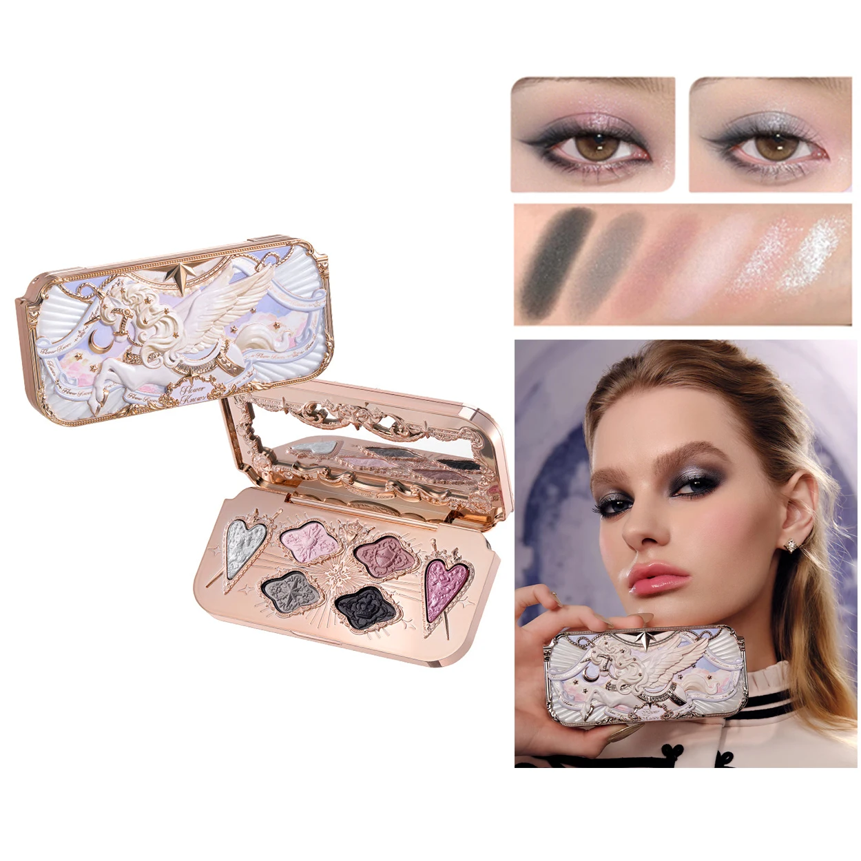 Flower Knows Swan Ballet 6 Color Eyeshadow Palette Matte Shimmer Pearl Glitter Waterproof Highly Pigmented Long Lasting Makeup image 3