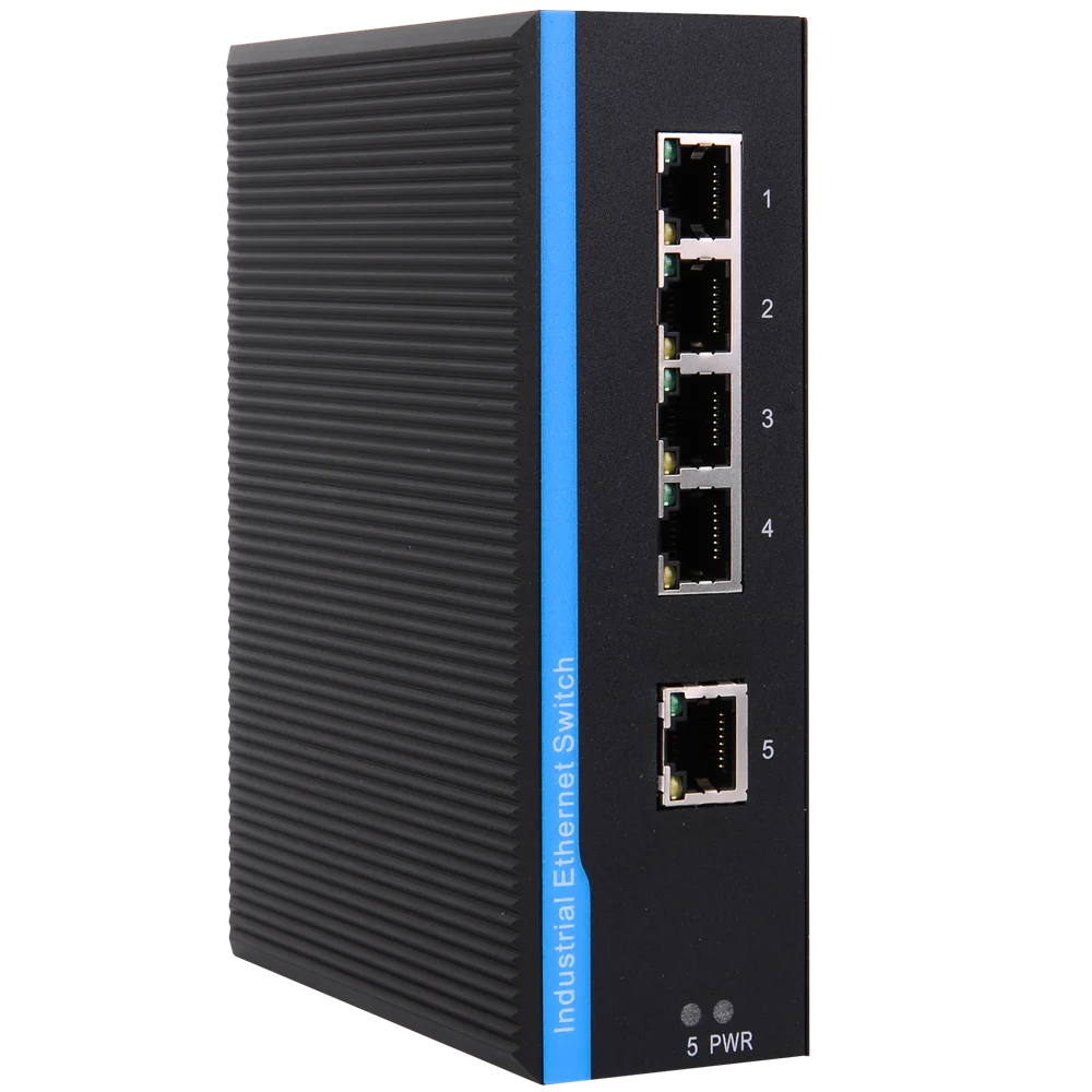 5 Port RJ45 48V Din Rail Mini Outdoor 10 100 1000M Gigabit PoE Industrial Ethernet Network Switch for Security Camera Ip Camera