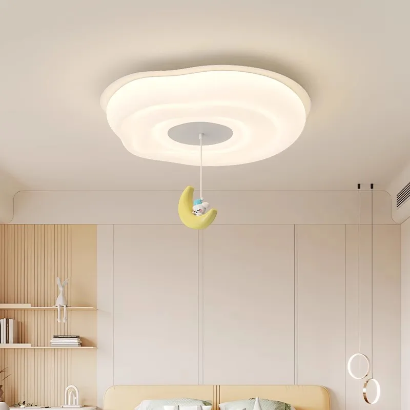 Yellow Moon Cloud Ceiling Lights LED Children's Room Light Modern Warm Romantic Baby Room Nursery Boy Girl Bedroom Ceiling Lamps