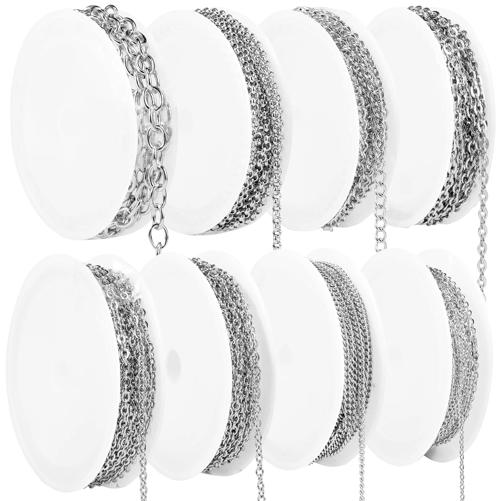 

8-рулонные ювелирные цепочки из нержавеющей стали с застежками-лобстерами и кольцами для прыжков, цепочки для ожерелья, сделай сам, персонализированные изделия для изготовления ювелирных изделий, поделки