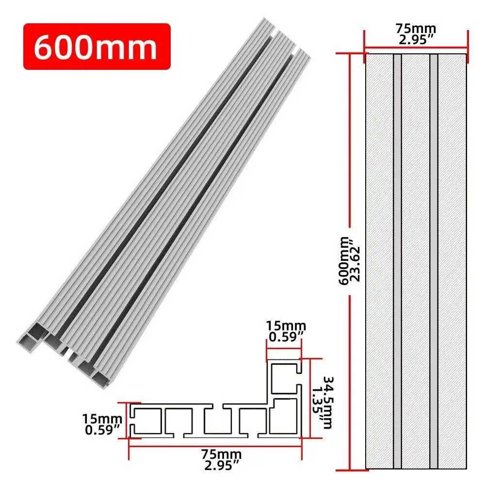 테이블 톱, 밴드 톱, DIY 공구용 알루미늄 프로파일 라우터 펜스 1세트, 전기 원형 톱 절단 및 밀링용 600mm 800mm