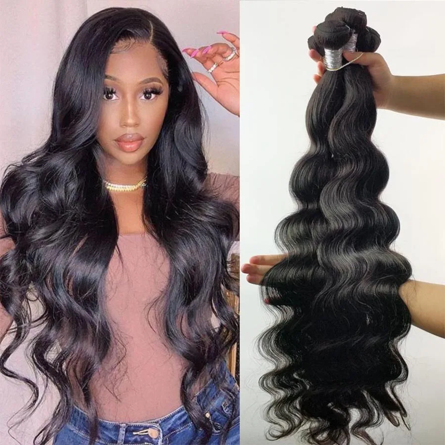 Mèches Body Wave brésiliennes 100% naturelles Remy, couleur naturelle, 10-30 pouces, Extension de cheveux de qualité supérieure, vente en lot