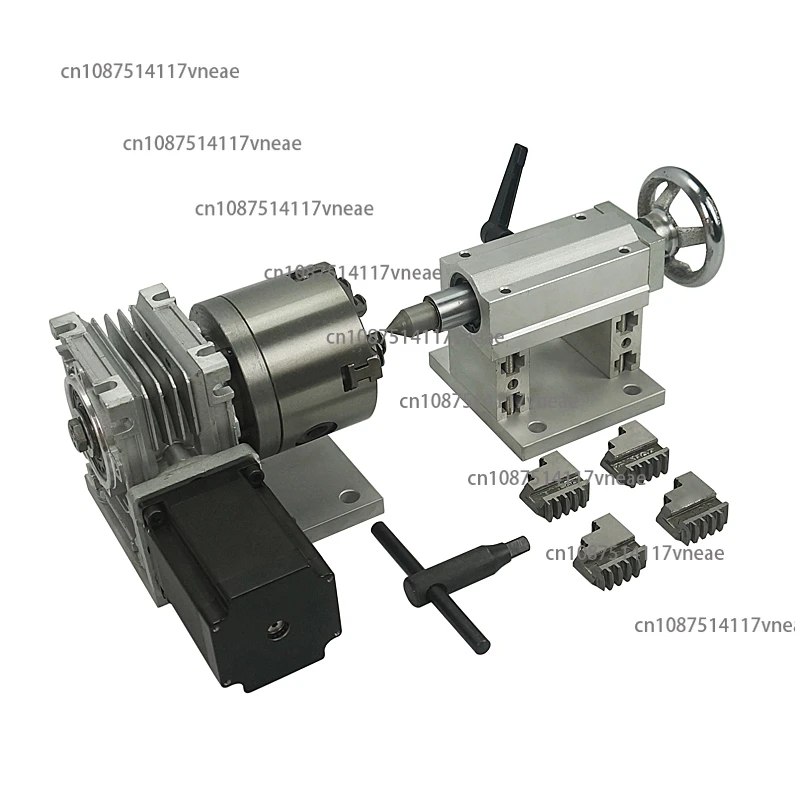 Rotary Axis Tailstock 4th Axis with 80mm 4-Jaw Chuck for Wood Metal CNC Router Milling Machine CNC 3040 6040 6090 8060