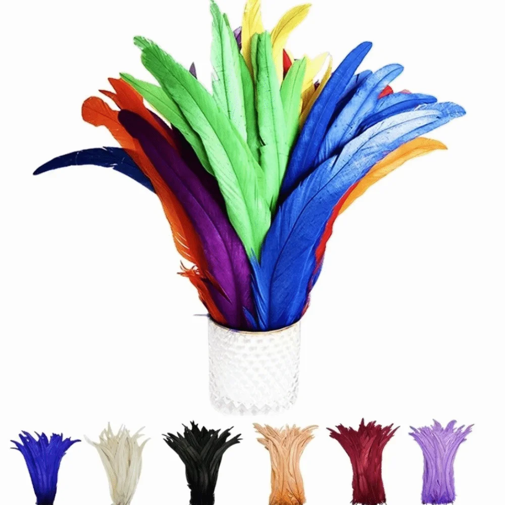 20Pcs Decorative Feather Plumes Rooster Tail Feathers 25-30cm Length Firm Quill Natural Rooster Feathers Natural Feather