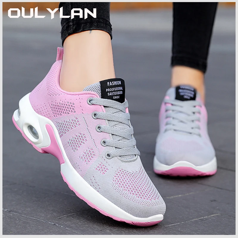 Fashion Women\'s Shoes Casual Outdoor Breathable and Lightweight Sports Shoes Women Lace Up Air Cushion Shoes Large Size 36~44