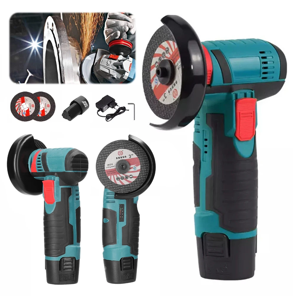 

12V 3 Inch Brush Mini Angle Grinder Rechargeable Household Cutting Machine Polishing Machine Micro Angle Grinder Filling Grinder