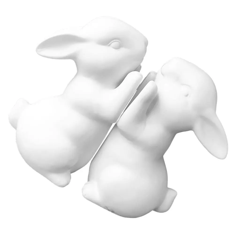 1Pair Rabbit Statue Bookends Ceramic Multi-Function Book Organizer for Books Magazines Cds with Non-Slip Base Stylish Home