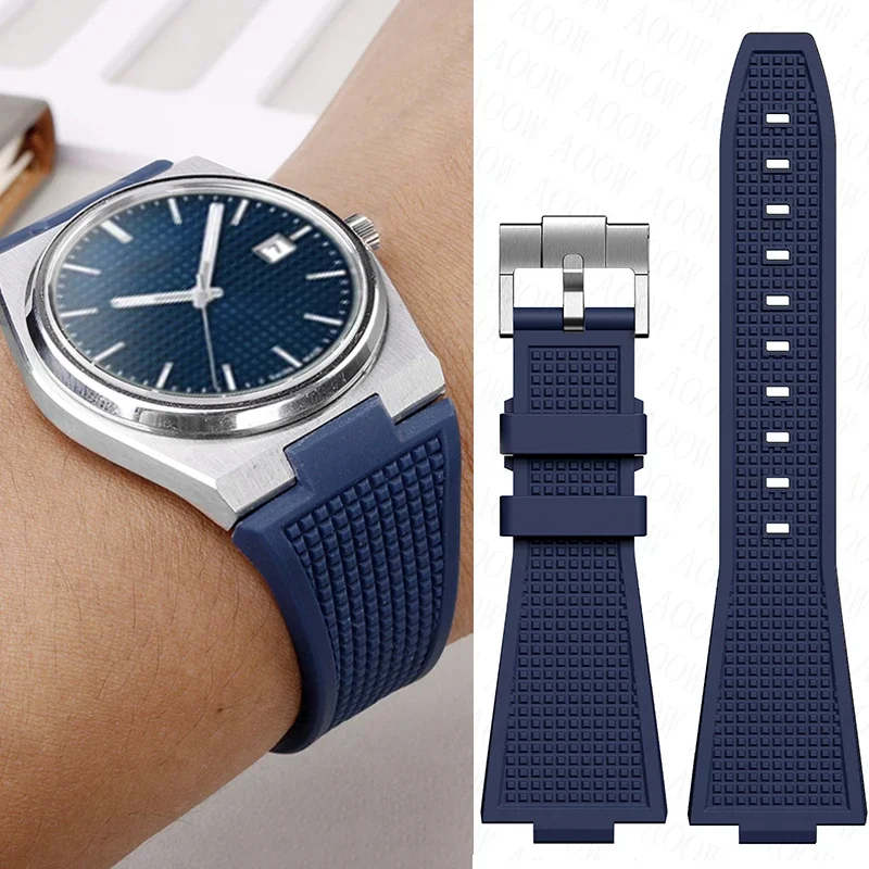 Fluoro Rubber Strap for Tissot PRX Series T137.407/T137.410 Super Player 40mm Men Convex Quick Release Watch Band Bracelet 12mm