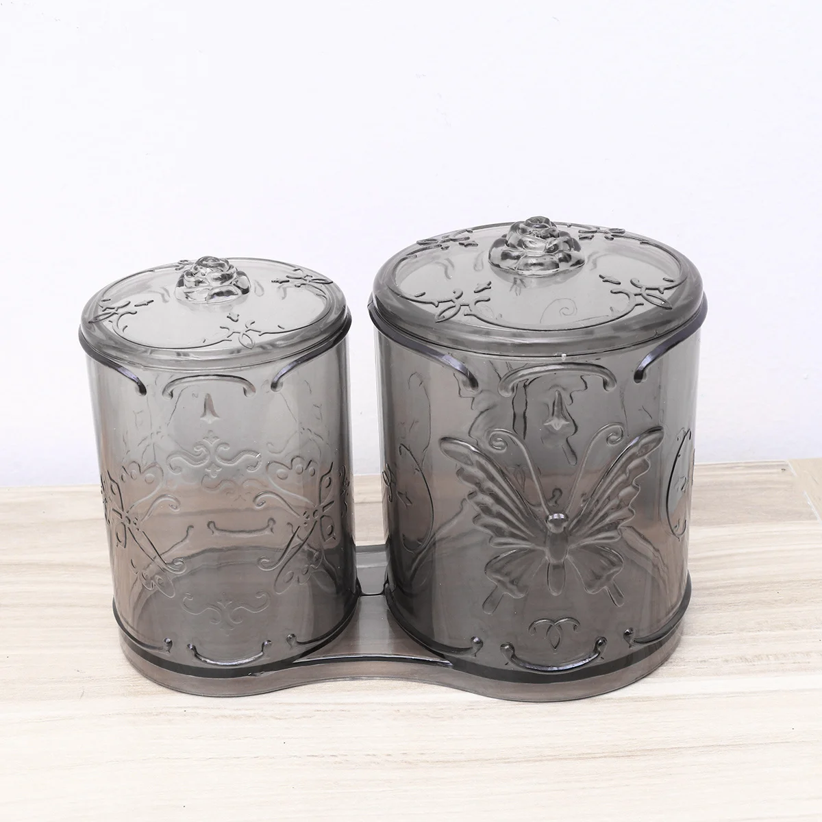 

Transparent Storage Box Vintage Makeup Organizer Jar For Cotton Balls Swabs Eyebrow Pencil Holder Dustproof