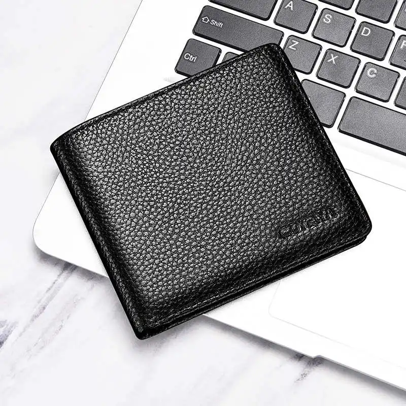 

Men's Short Leather Wallet Slim Vertical Zipper Top Layer Cowhide Ultra-Thin Thickened Money Clip Stylish Trendy 2024 New