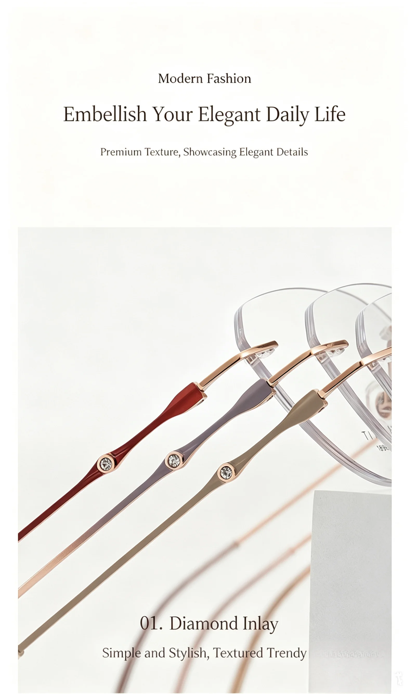 Wholesale Rimless Pure Titanium Frameless Eyeglass Frame Ultralight Slim Myopia Optical Glasses Stylish Women