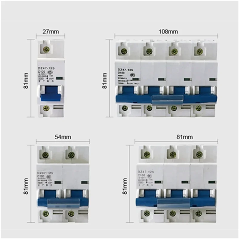 DC250v-1000v Circuit Breaker 220v 440v 500v 600v 1p 2p 3p 4p 1-125A Direct Air Open Atmosphere Switch Defence Tripping Operation