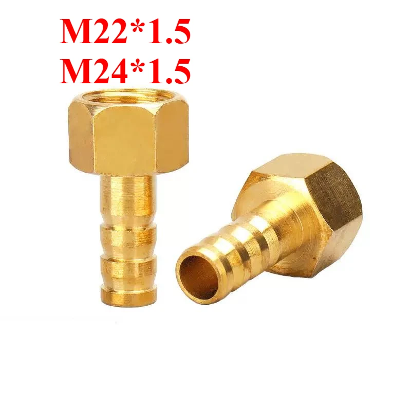 M22 M24x1.5 Metric Female Thread 6/8/10/12/13/14/16/19mm Hose Barb Coupling Brass Tube Joint Pressure Gauge Air Water