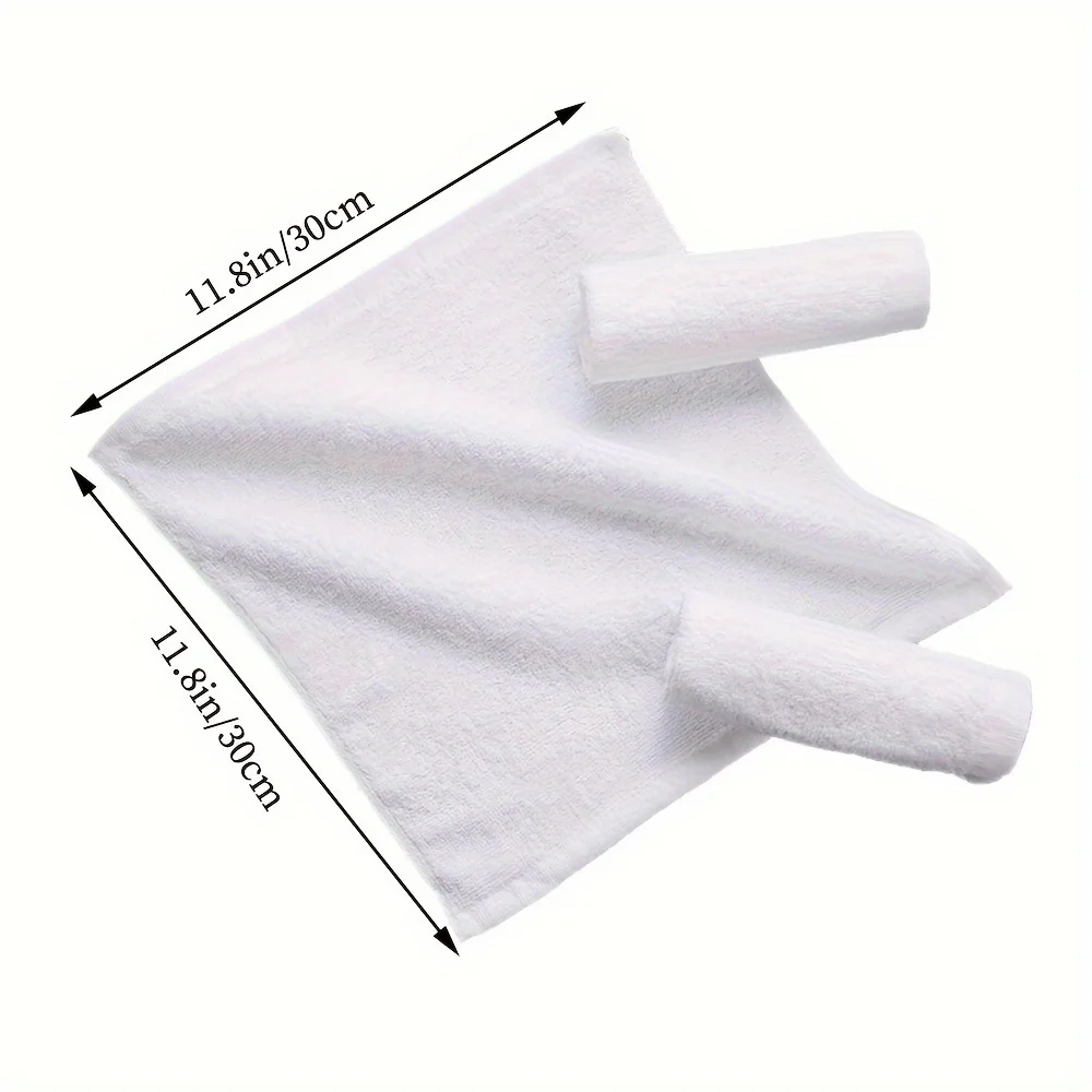 5Pcs Modern White Square Towels, Durable Washable Bathroom & Cleaning Towels for Home, Hotel and Camping Use