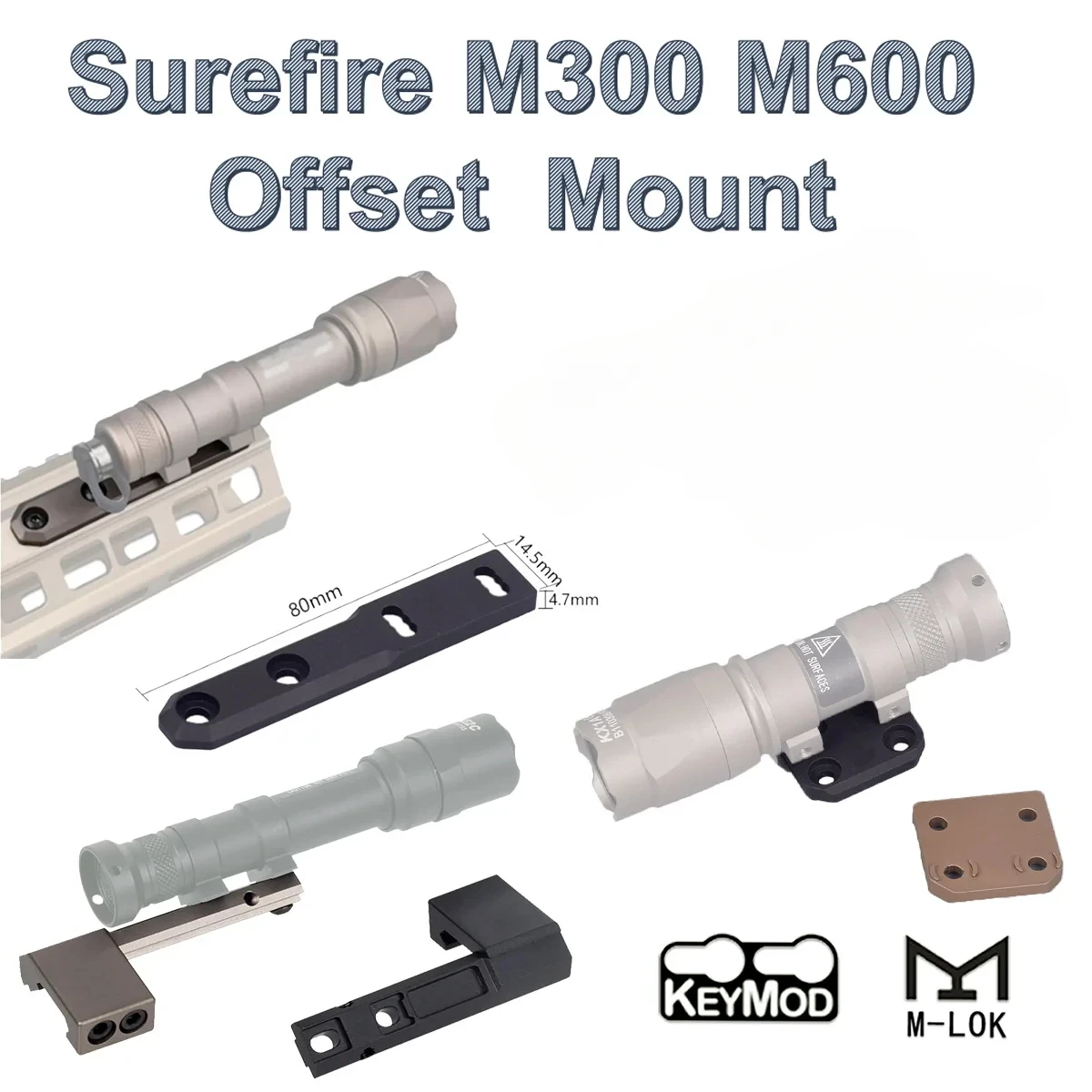 Тактический АРИС серия Surefire M300 M600 офсетное разведывательное крепление M lok Keymod SMR Rail Base Охота страйкбол стандартное Крепление