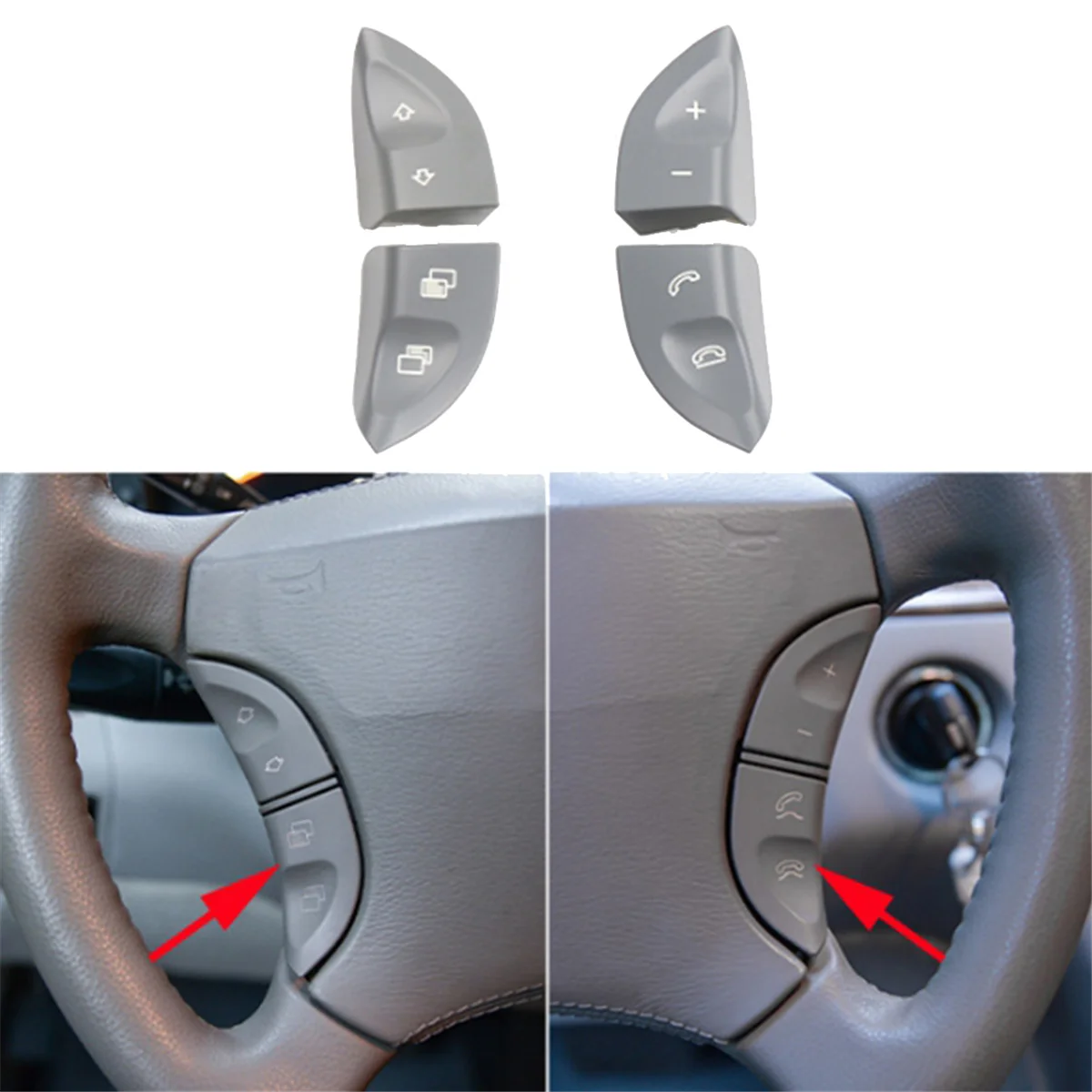 Car Left Right Steering Wheel Buttons Switch for Mercedes-Benz S-Class W220 1998-2005 CL W215 1999-2006 Gray