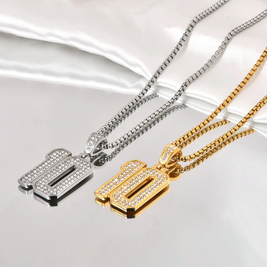 A European and American Cross-Border New Hot-Selling Hip-Hop Jewelry Stainless Steel Digital Necklace