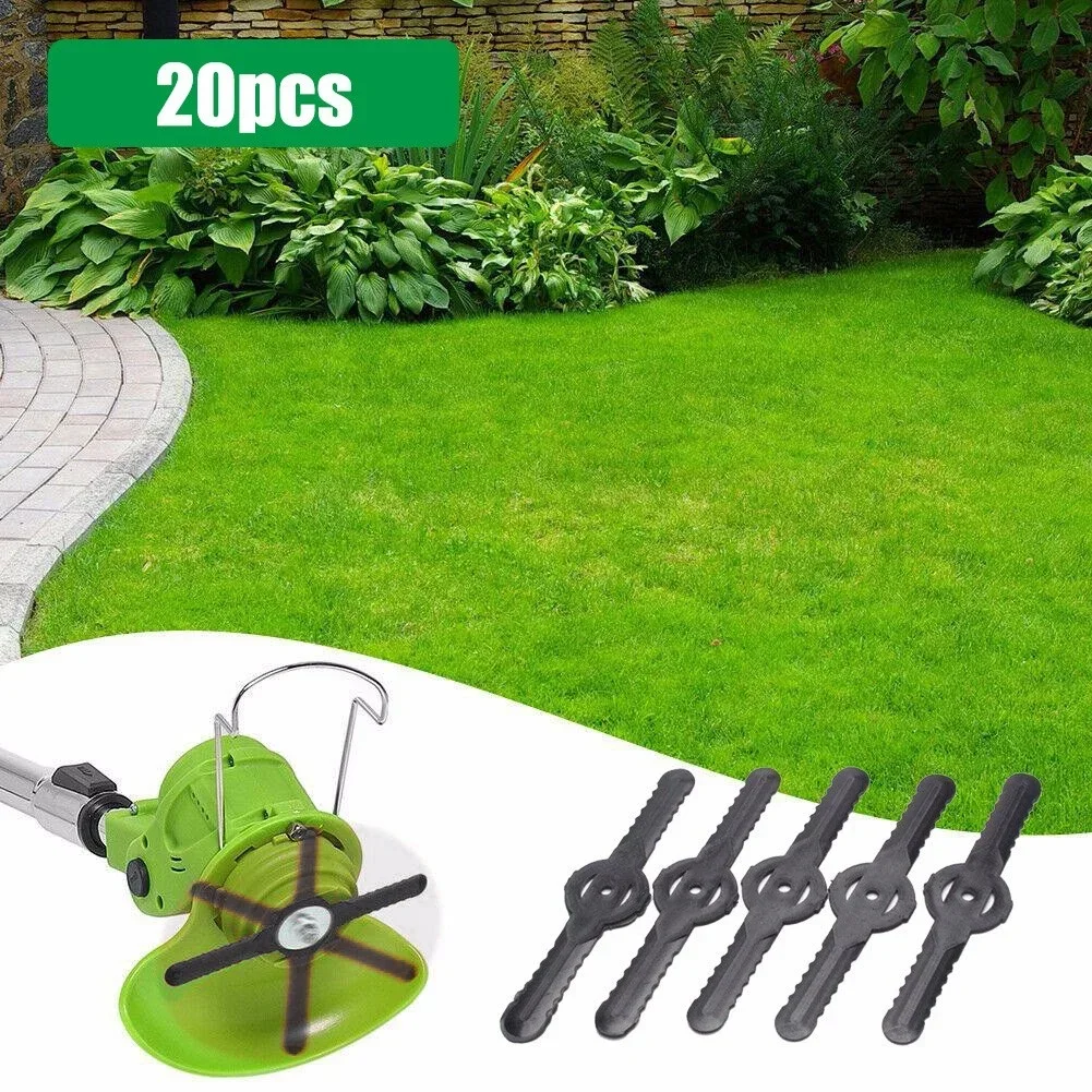 20pcs Grass Trimmer Blades Plastic Higher Efficiency Cutter For Electric Cordless Grass Trimmer Strimmer Tool Power Equipment