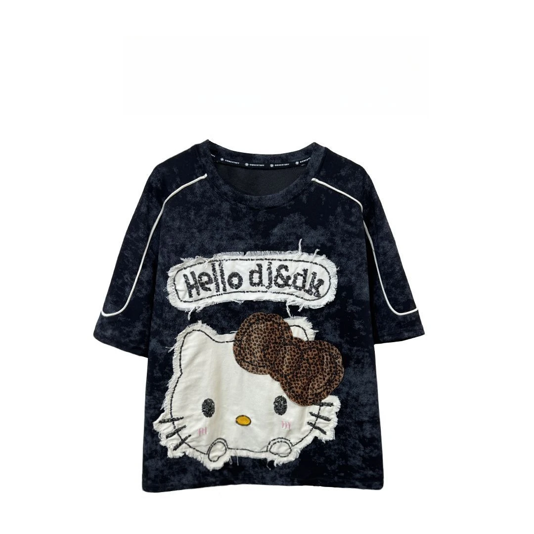 

Spring and Summer New Cartoon Patch Printing Loose Short-sleeved T-shirt Women's Fashion Versatile Casual Soft Breathable Tops