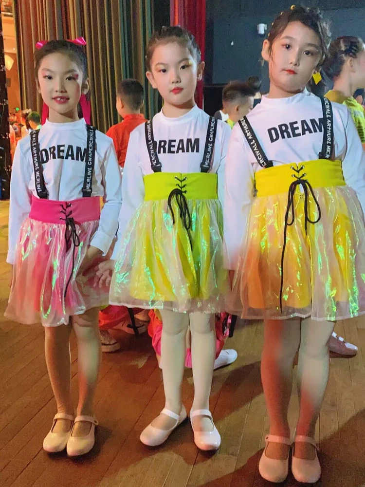 New Girls Jazz Dance Costumes Hip Hop Outfits Cheerleading Performance Clothing Street Dancing Dress Suit Modern Stage Wear