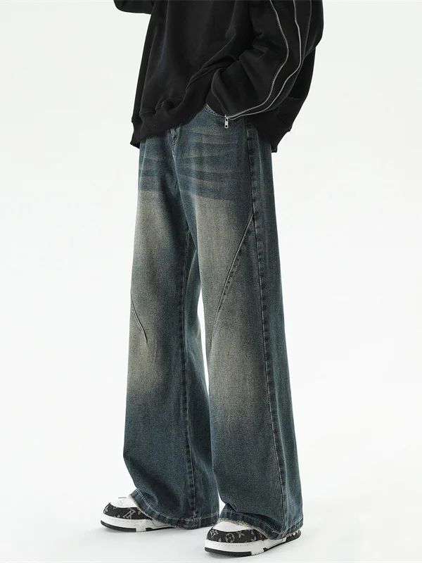 

Мужские зимние джинсы-клеш в американском ретро-стиле, утепленные, повседневные, прямого кроя, с эффектом увеличения роста, зауженные, широкие брюки