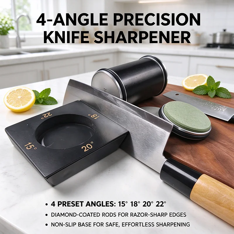 Rolling Knife Sharpener Kit, Multi-Angle Knife Sharpening Tool, 15 18 20 22 Degree Angle Roller for Home Kitchen