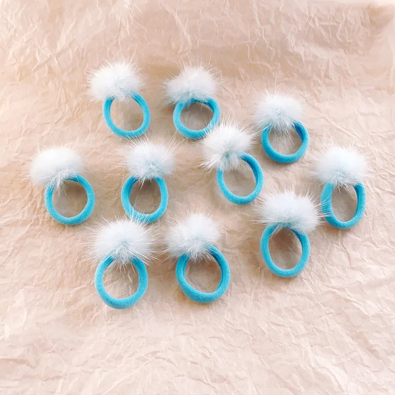 Pompom Elastic Hair Ties Flurry Ball Ponytail Holder Head Rope Faux Rabbit Fur Hair Accessories